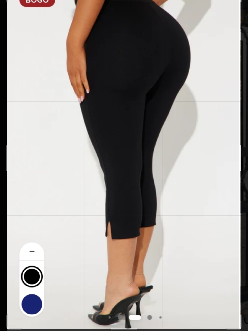 💕❣️Womens Fashion Nova Black Cropped Leggings with Side Slit - Size L - NWT💞❤️